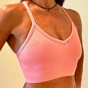 ALO Yoga Ribbed Top Coral Pink Size S